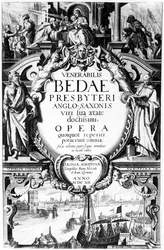 Titelseite für Venerabilis Bedae Presbyteri Anglo-Saxonis, Druck von Peter Isselburg, veröffentlicht in Köln, 1612